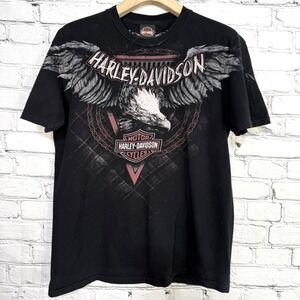 Harley Davidson Eagle T Shirt M Black Paris France Bastille Graphic Biker Built